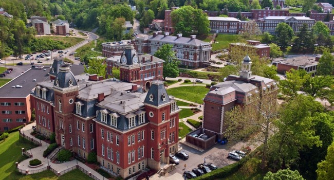 arial shot of downtown campus