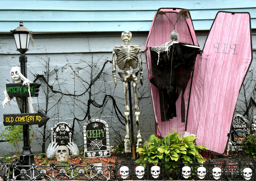 coffins and skeletons