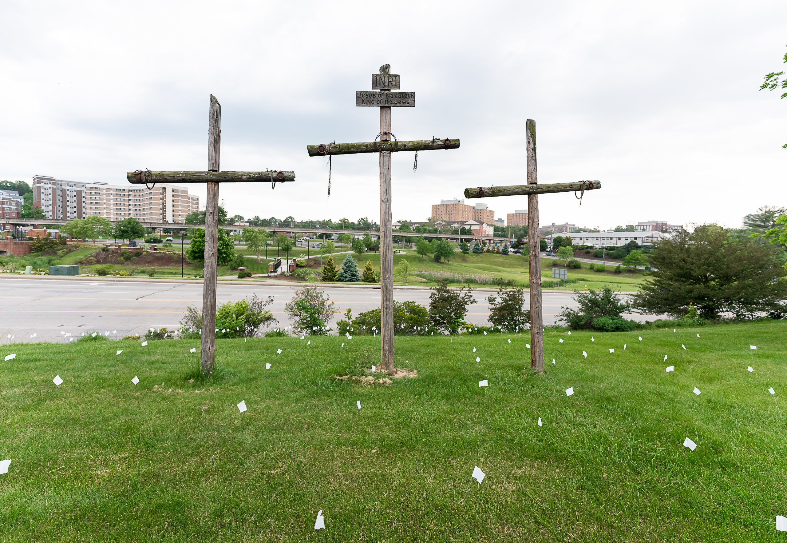 crosses and flags